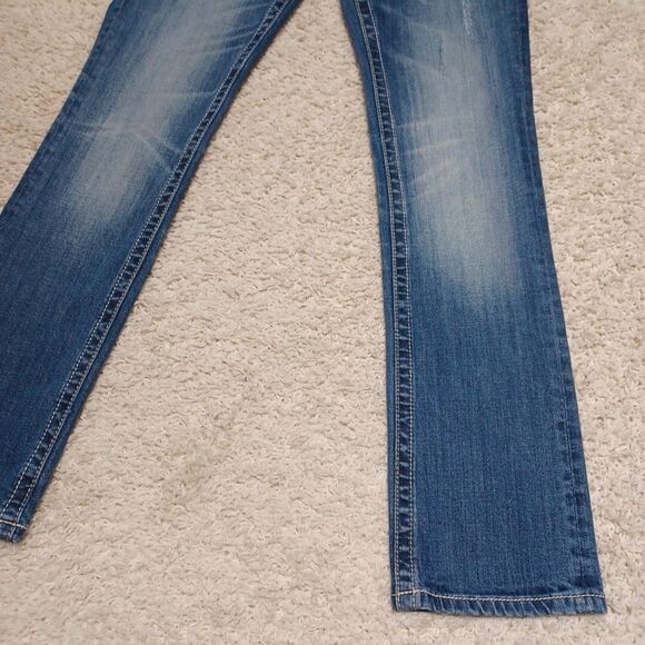 Miss Me Jeans Size 27 Women Bootcut Denim Blue Easy Straight Low Rise Bling Prep - Picture 10 of 13